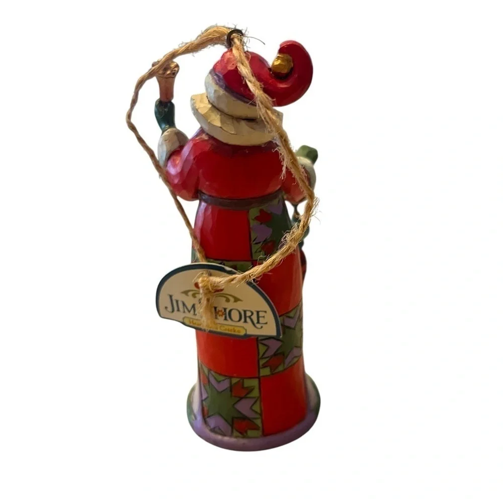Jim Shore Christmas Santa w/Bell & Winter Town Scene Hanging Ornament 2013